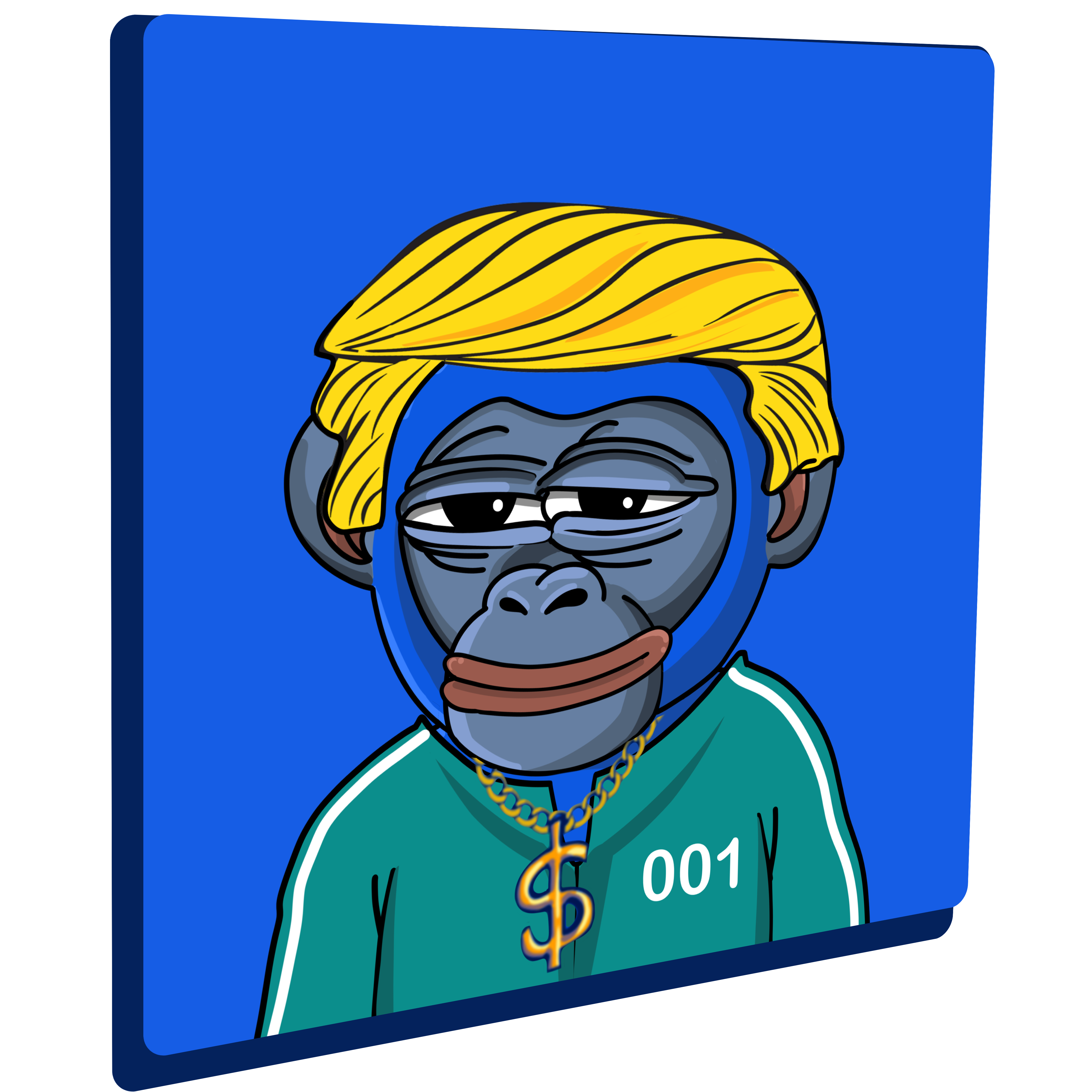 $SAD PFP example: monkey with golden hair and a $ chain